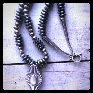 Sterling southwest Navajo pearl, hematite necklace